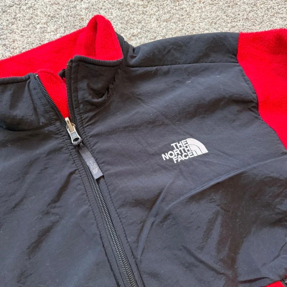 The North Face Denali Fleece Jacket Youth XL Red Black Full Zip Colorblock